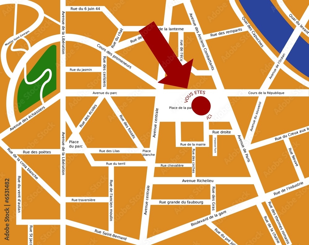 plan de ville et noms de rues Illustration Stock Adobe Stock