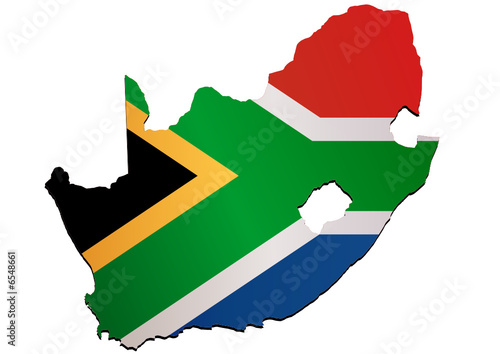 Carte d'Afrique du Sud (drapeau)