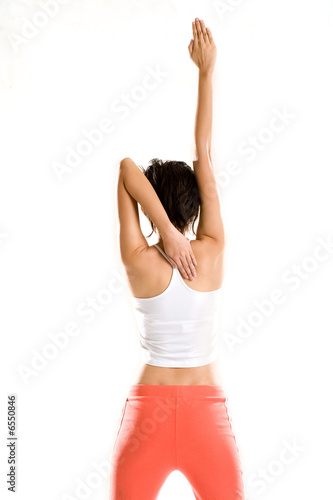 yoga woman stretch hand straight