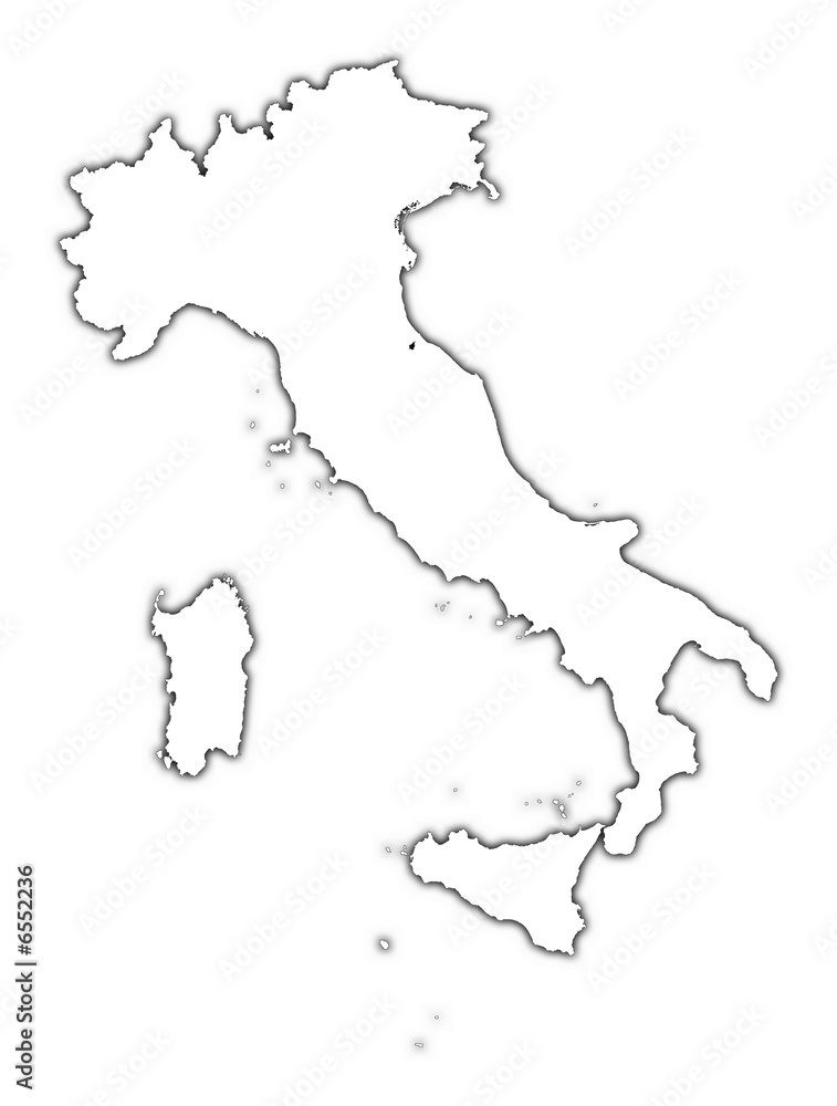 Italy outline map with shadow