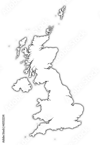 United Kingdom outline map with shadow