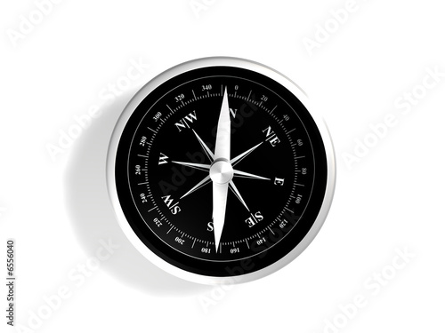 Kompass silber auf weißem Hintergrund