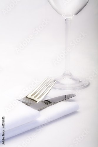 Knife, fork and wine glass