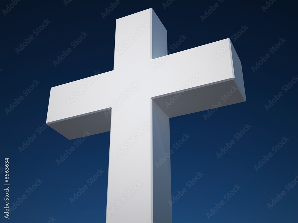 white cross on blue sky background
