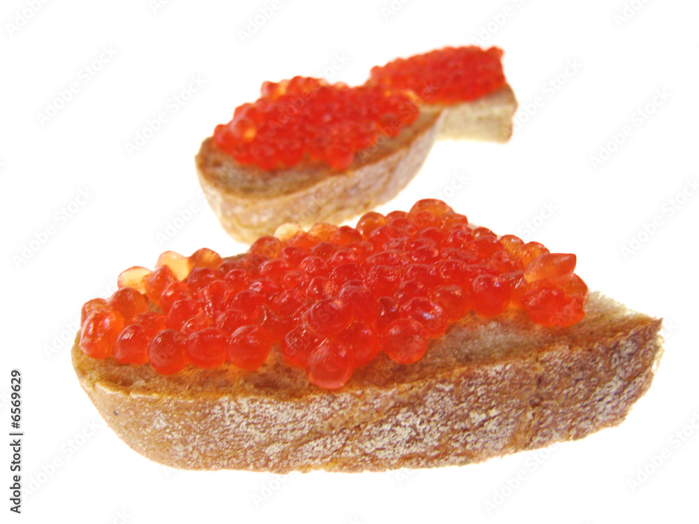 3 scattered sandwiches with caviar