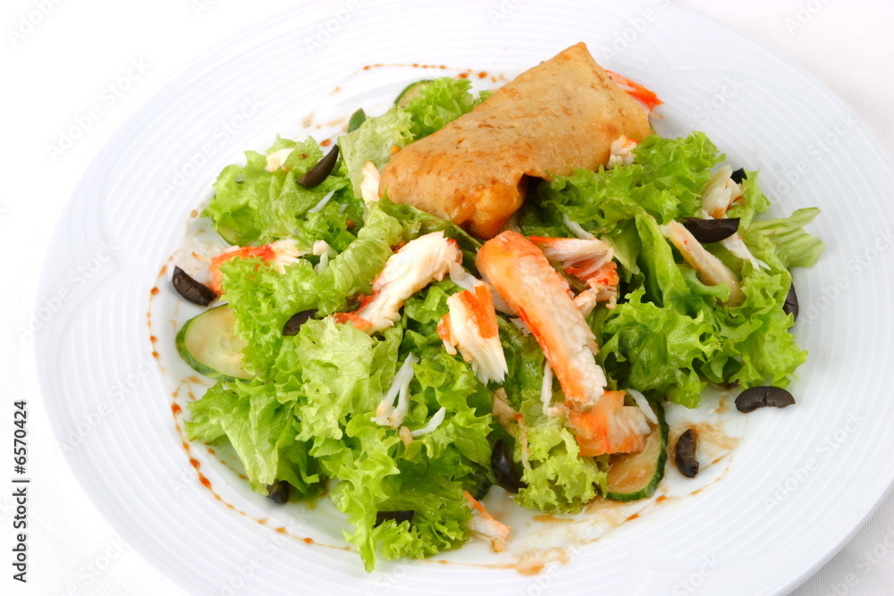 Dish from mutton, fritter, Seafoods, salad, greens, Dish from mutton, fritter, Seafoods, salad, greens,