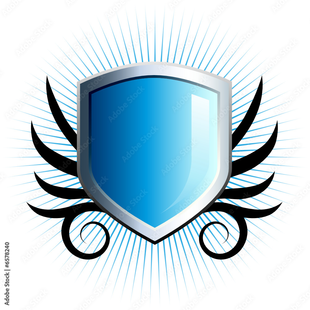 Obraz premium Glossy blue shield emblem