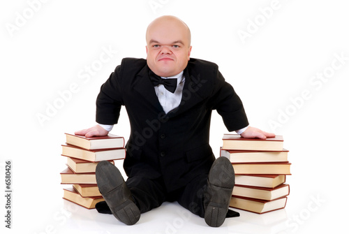 Dwarf, little man with books photo