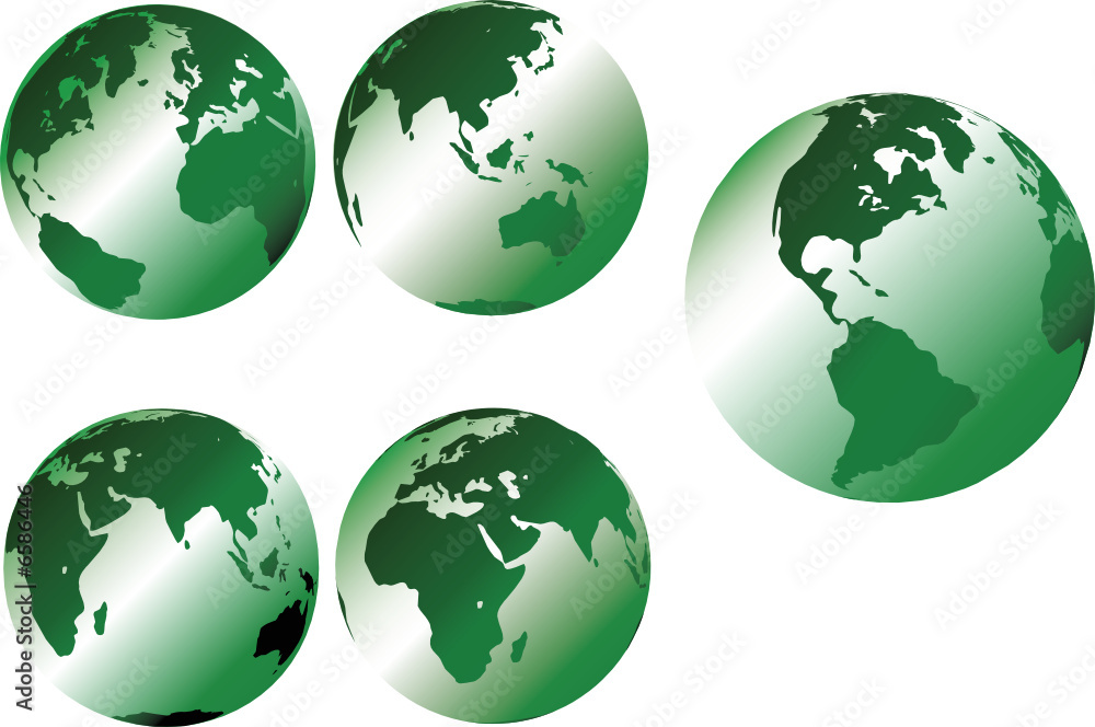 Vector - multiple views of the earth with metallic shading