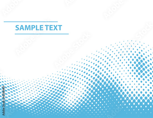 Vector half-tone dots wave with sample text - blue