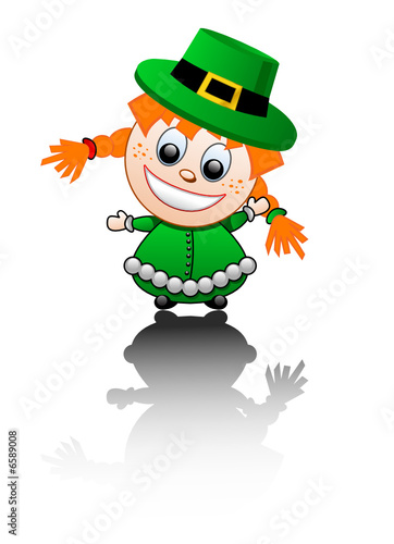 Vector illustration of a girl dressed in green