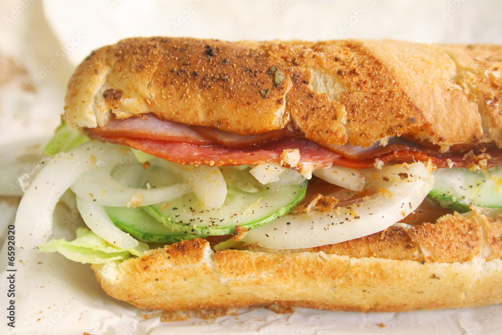 Submarine Sandwich Toasted Hearty Italian Style Submarine Sandwich Toasted Hearty Italian Style