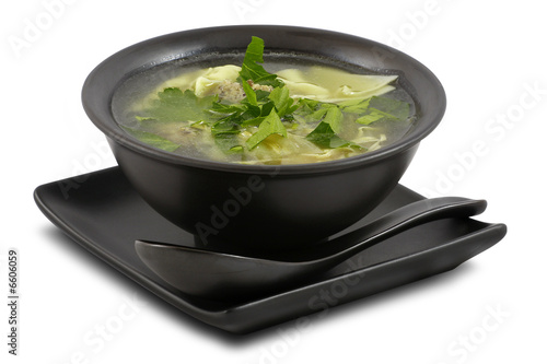 Tasty broth on white, isolated