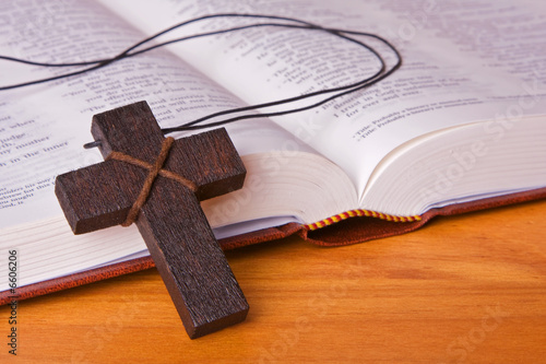 Open bible with cross