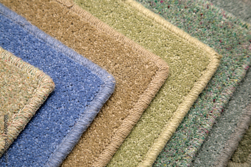 Samples of carpet coverings in shop