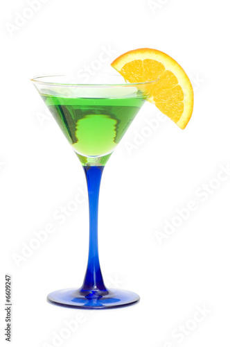 Green cocktail isolated on the white background