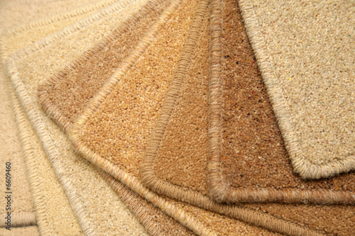 Samples of carpet coverings in shop