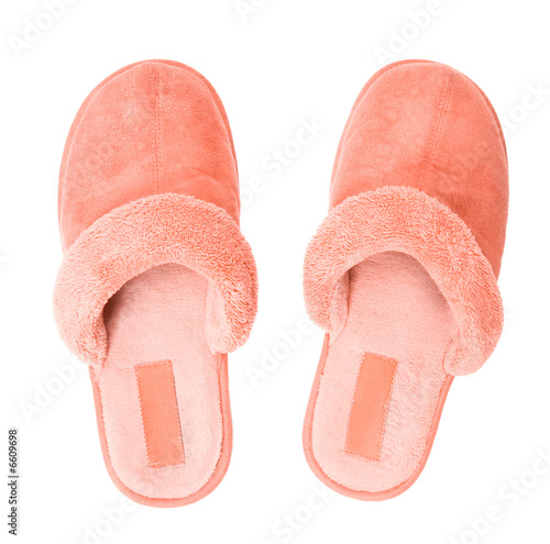 Pink slippers top view
