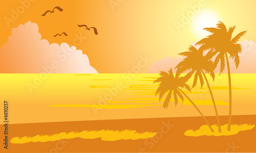 Sunset on tropical beach - 1
