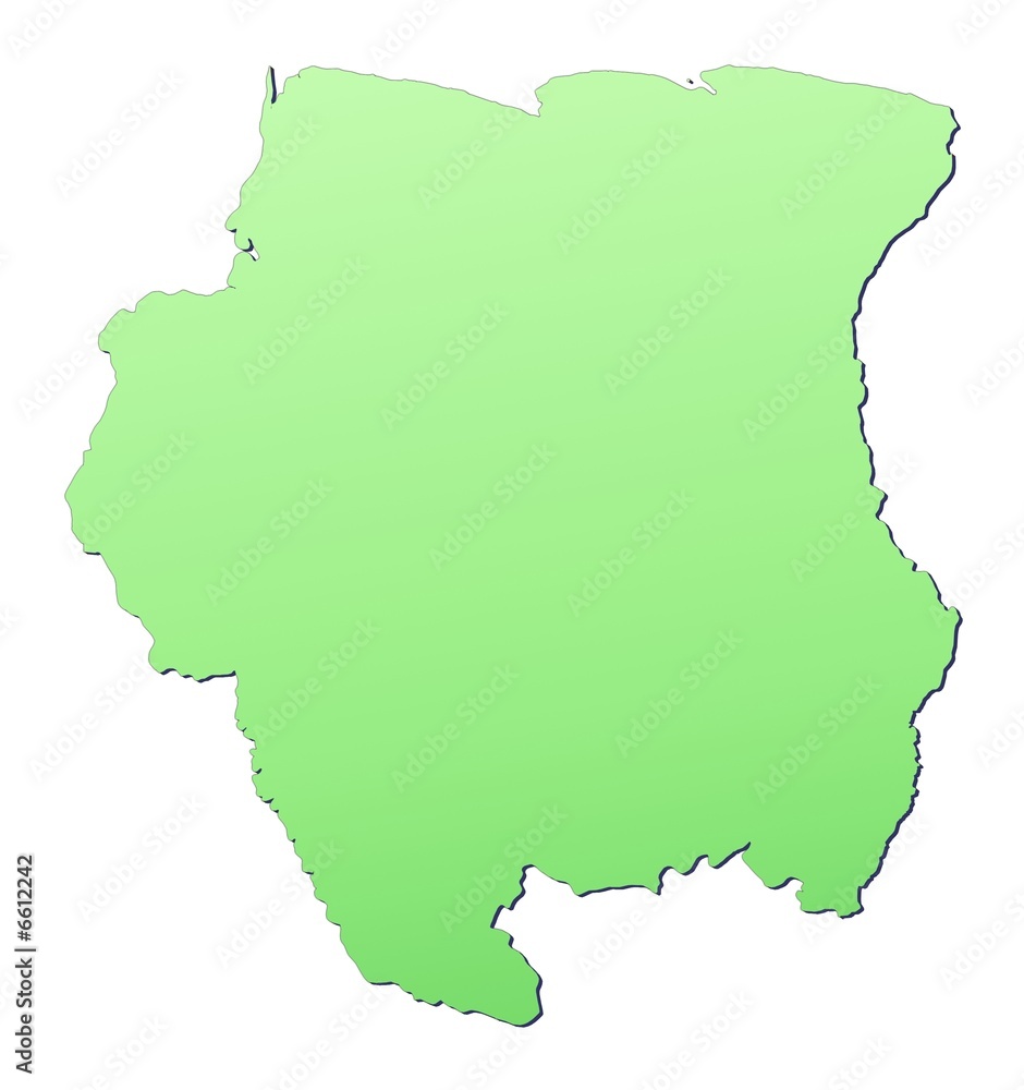 Suriname map filled with light green gradient