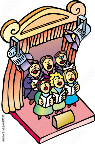 classic choir singing into an theater stage
