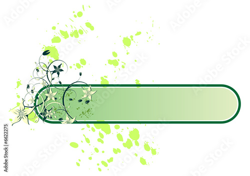 Flowers banner and splash with copy space over white