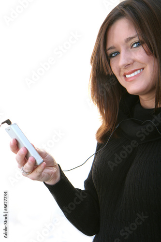 Woman Listening To Headphones