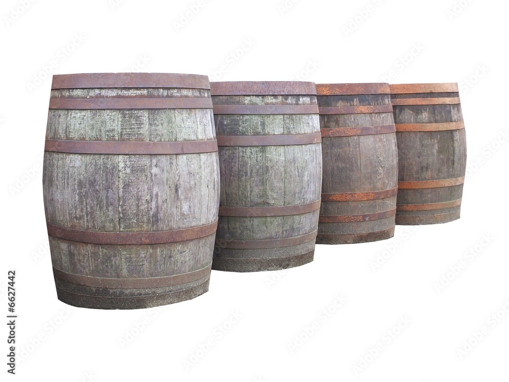 A Collection of Four Old Beer Barrels.