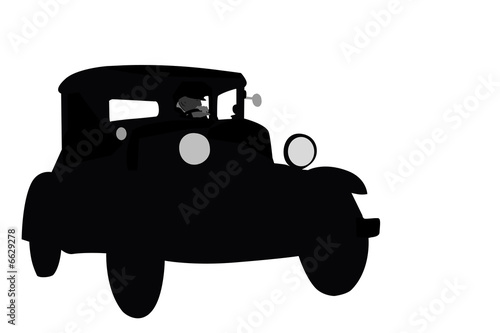 black vintage car with driver logo