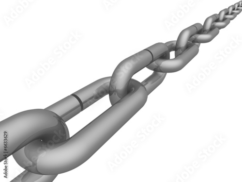 Metal chain on a white back...