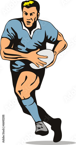 Rugby player running with the ball
