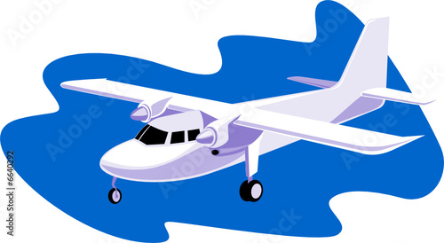 Ski plane on white background