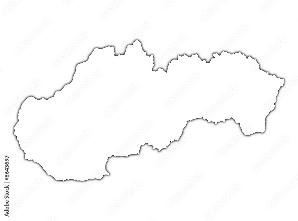 Slovakia outline map with shadow