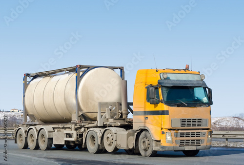 tanker truck on industrial road 
