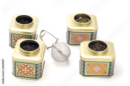 Billede på lærred tea boxes with strainer