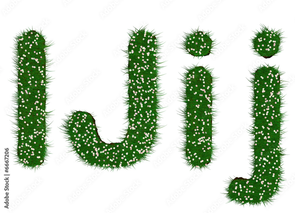 lettres I et J herbe prairie fleurie lettres I et J herbe prairie fleurie