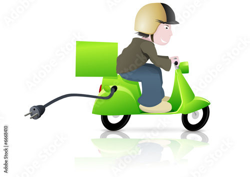 Livreur sur son scooter électrique