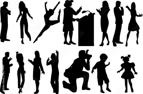 14 silhouettes of people