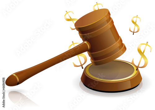 Gavel with dollars