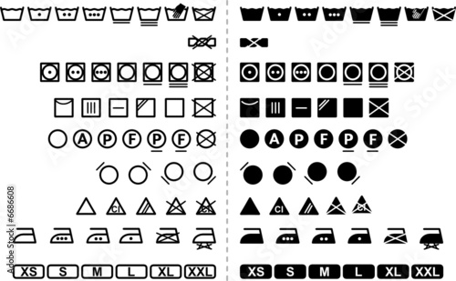 Icon Set of washing symbols / black and white / vector