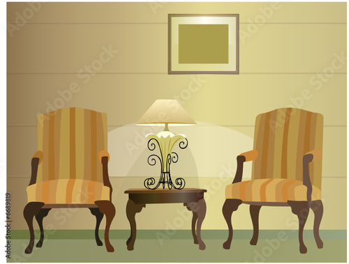 chairs. hotel. lamp vector