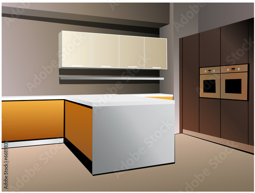 kitchen 7 vector white orange