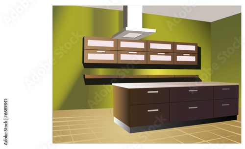 Kitchen with green wall vector