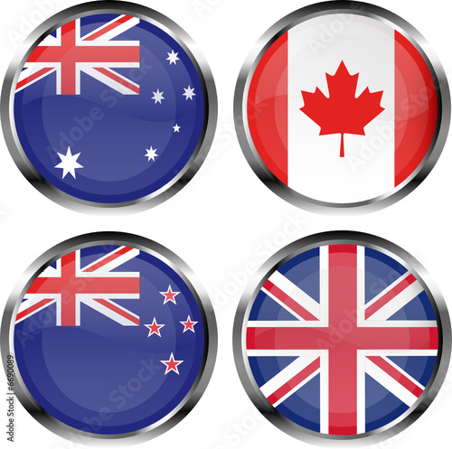 flag buttons - Australia, Canada, New Zealand and United Kingdom