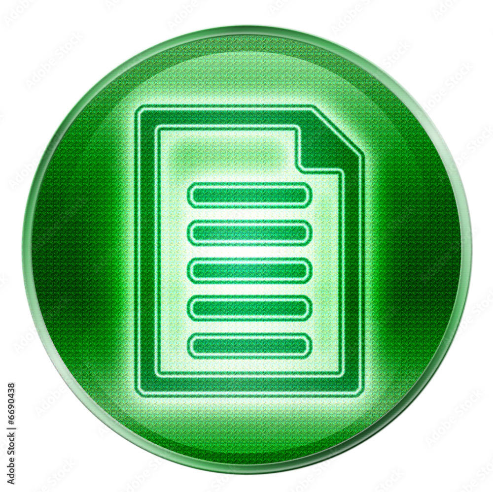 Document icon green, isolated on white background. Document icon green, isolated on white background.