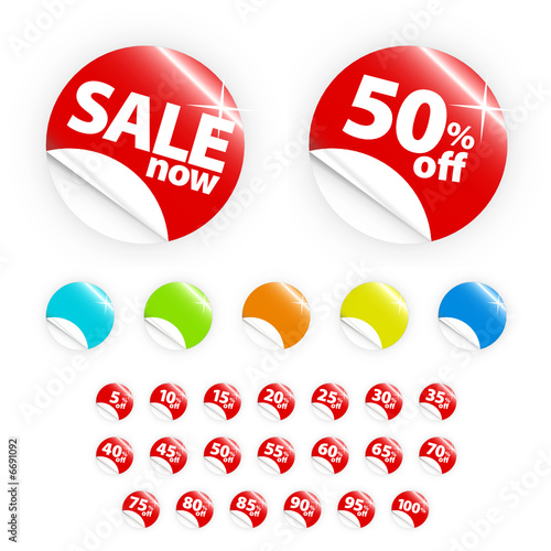 Glossy retail sticker set: sell and discount