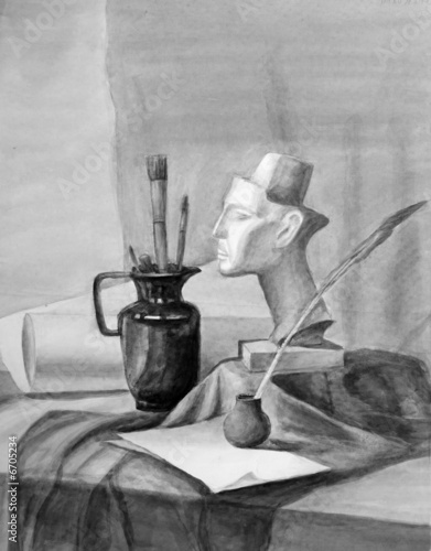 Still life with Nefertiti sculpture