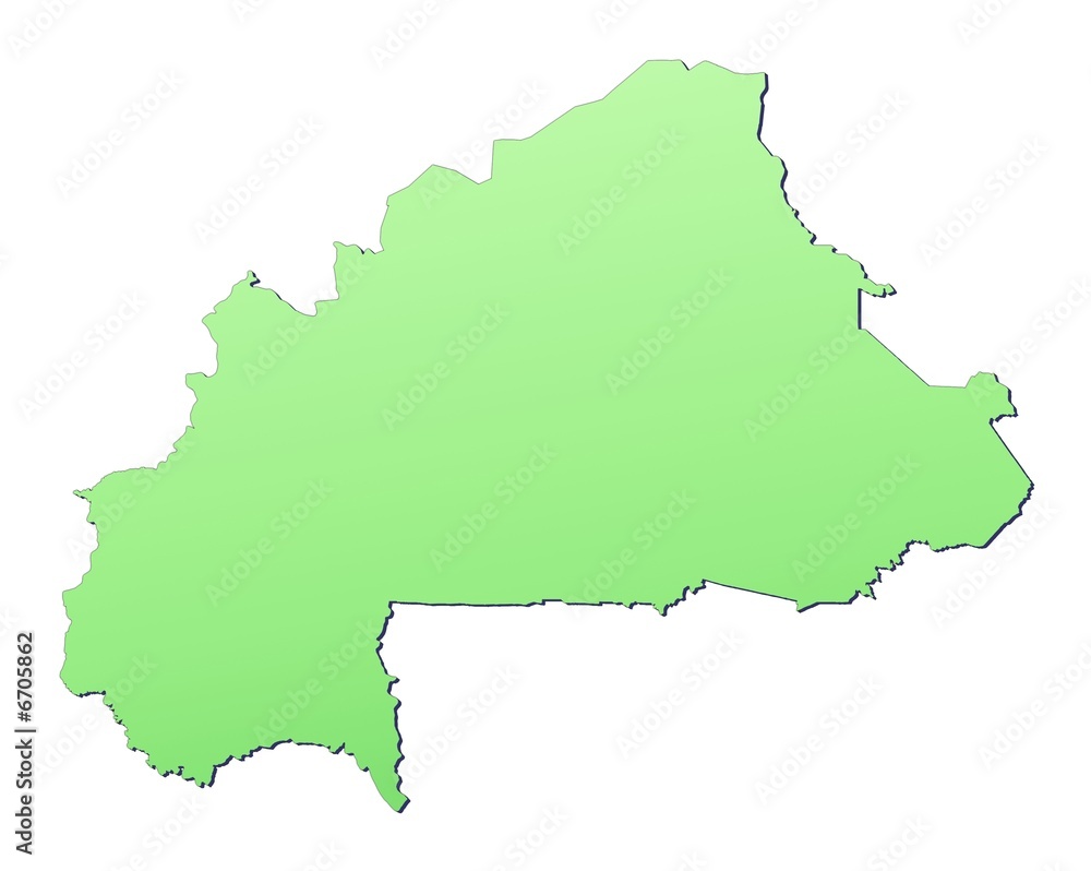 Burkina Faso map filled with light green gradient
