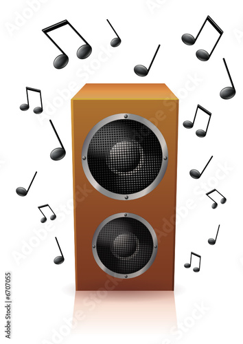 Enceinte en bois et la musique