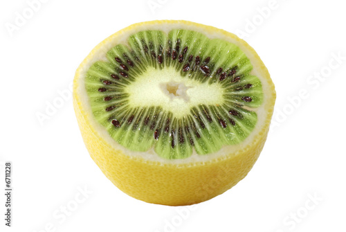 Genetic engineering - lemon with kiwi inside